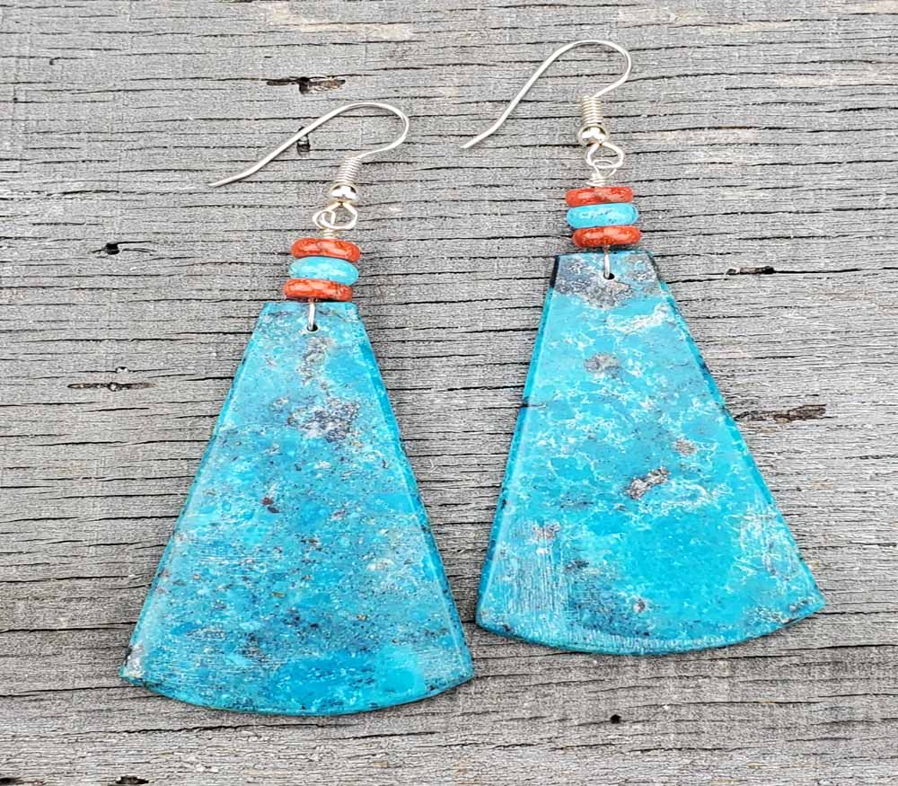 Turquoise Earrings Native American Slab Earrings large  AAA2